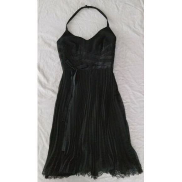 Kay Unger Dresses & Skirts - Kay Unger New York Black Halter Dress Pleated Laser Cut Size 2